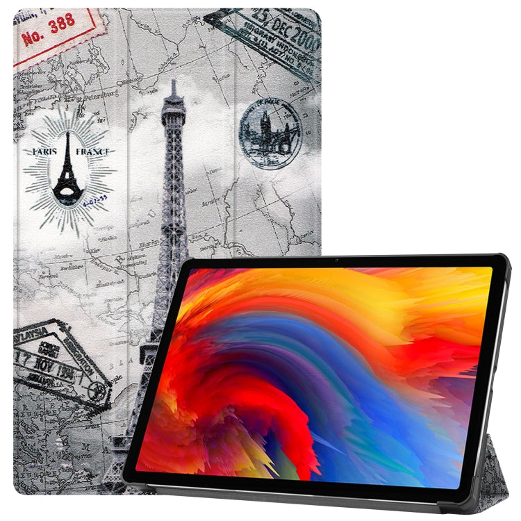 For Lenovo Pad Plus 11 2021 Colored Drawing Pattern Horizontal Flip Leather Case with Sleep Function & Three-folding Holder