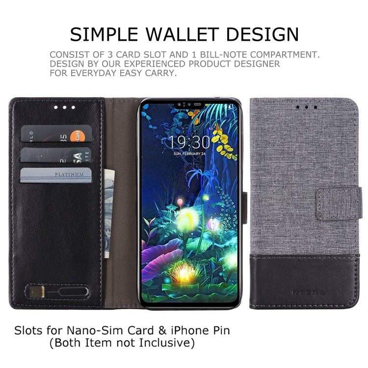 For LG V50 MUXMA MX102 Horizontal Flip Canvas Leather Case with Stand & Card Slot & Wallet Function