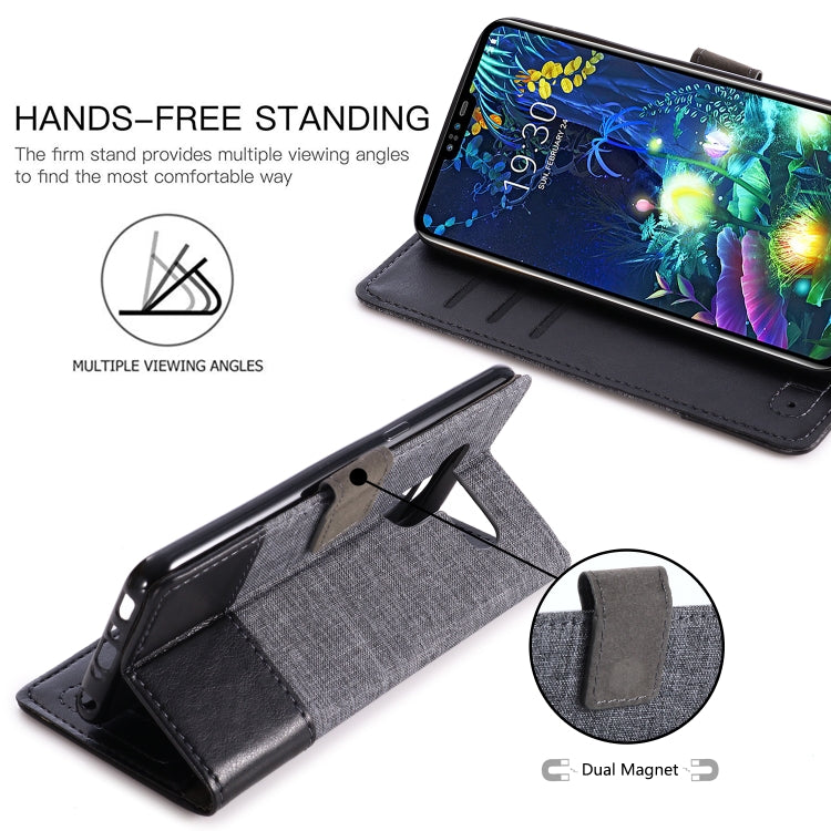 For LG V50 MUXMA MX102 Horizontal Flip Canvas Leather Case with Stand & Card Slot & Wallet Function