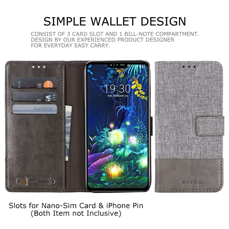 For LG V50 MUXMA MX102 Horizontal Flip Canvas Leather Case with Stand & Card Slot & Wallet Function