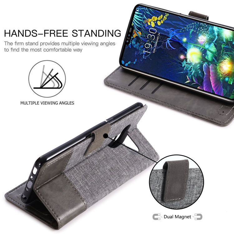 For LG V50 MUXMA MX102 Horizontal Flip Canvas Leather Case with Stand & Card Slot & Wallet Function