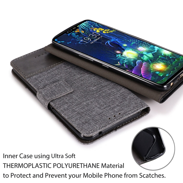 For LG V50 MUXMA MX102 Horizontal Flip Canvas Leather Case with Stand & Card Slot & Wallet Function