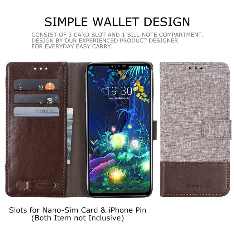 For LG V50 MUXMA MX102 Horizontal Flip Canvas Leather Case with Stand & Card Slot & Wallet Function