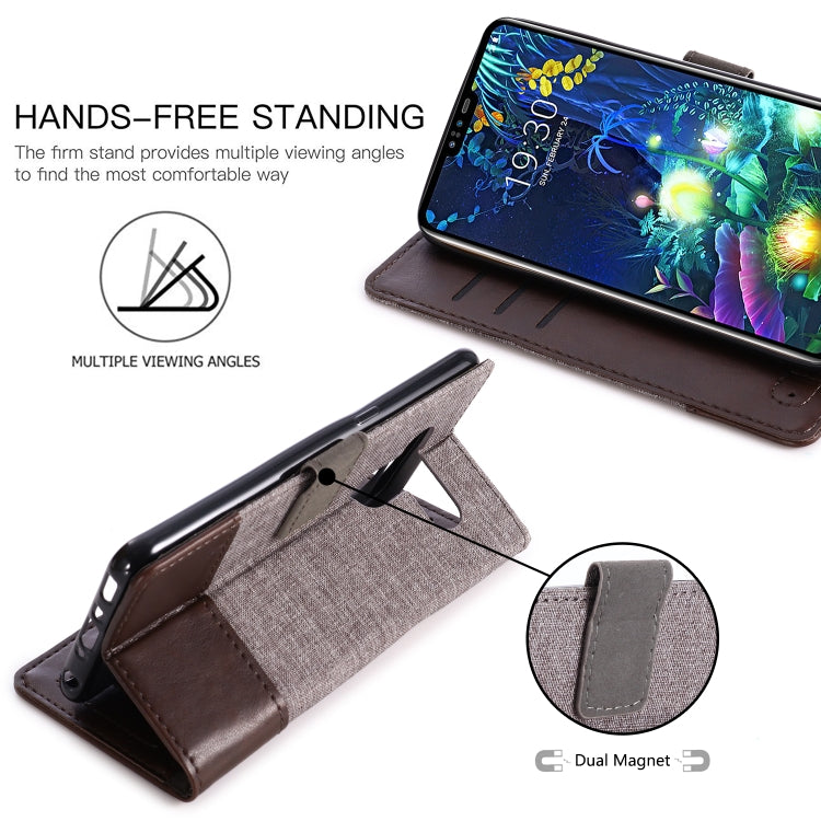 For LG V50 MUXMA MX102 Horizontal Flip Canvas Leather Case with Stand & Card Slot & Wallet Function