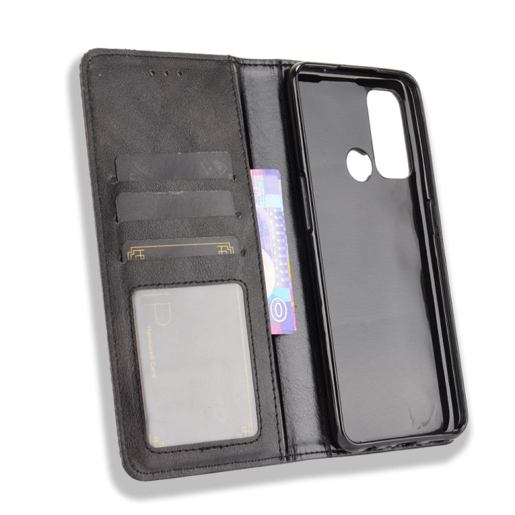 For OPPO Reno5 A Magnetic Buckle Retro Crazy Horse Texture Horizontal Flip Leather Case with Holder & Card Slots & Photo Frame