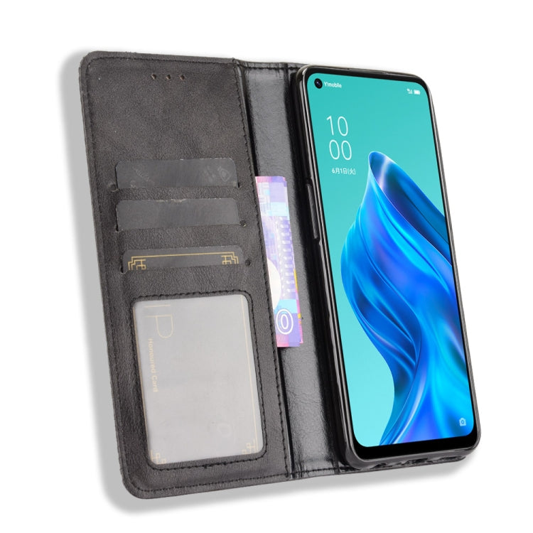 For OPPO Reno5 A Magnetic Buckle Retro Crazy Horse Texture Horizontal Flip Leather Case with Holder & Card Slots & Photo Frame