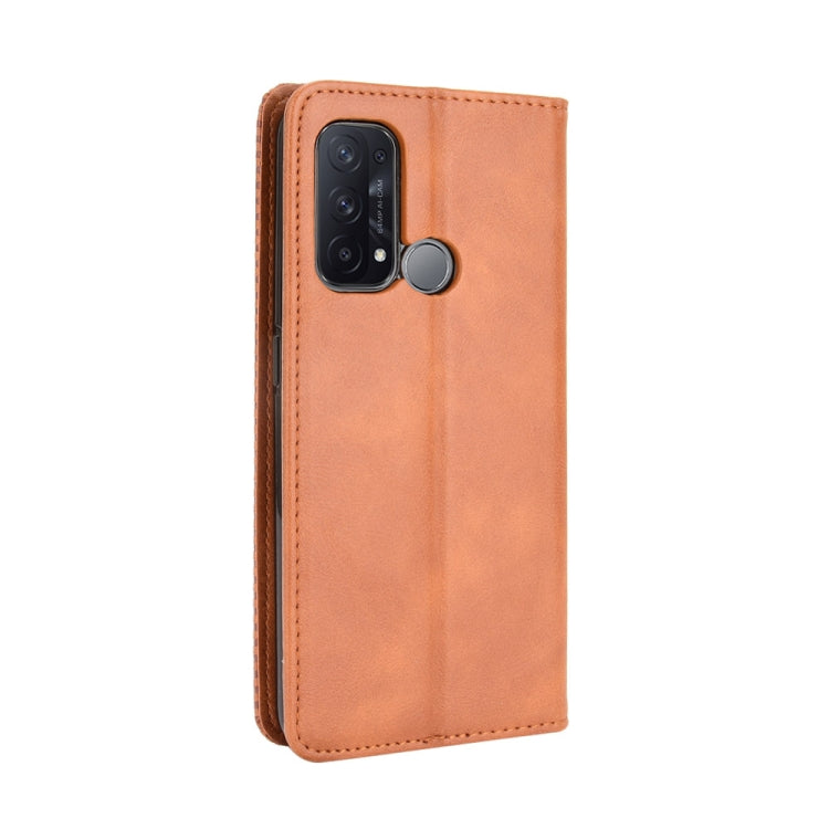 For OPPO Reno5 A Magnetic Buckle Retro Crazy Horse Texture Horizontal Flip Leather Case with Holder & Card Slots & Photo Frame