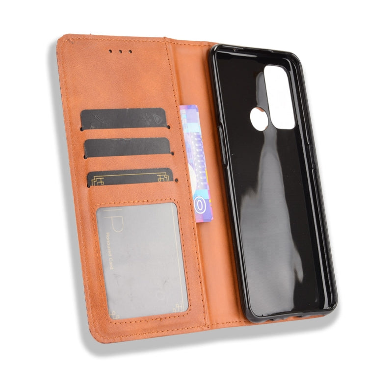 For OPPO Reno5 A Magnetic Buckle Retro Crazy Horse Texture Horizontal Flip Leather Case with Holder & Card Slots & Photo Frame