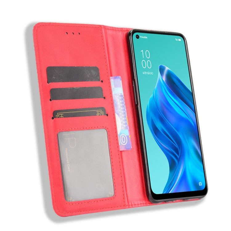 For OPPO Reno5 A Magnetic Buckle Retro Crazy Horse Texture Horizontal Flip Leather Case with Holder & Card Slots & Photo Frame