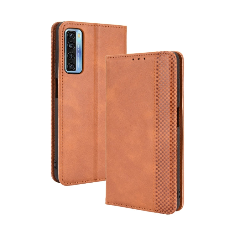 For TCL 20 5G / 20S / 20L / 20L+ Magnetic Buckle Retro Crazy Horse Texture Horizontal Flip Leather Case with Holder & Card Slots & Photo Frame