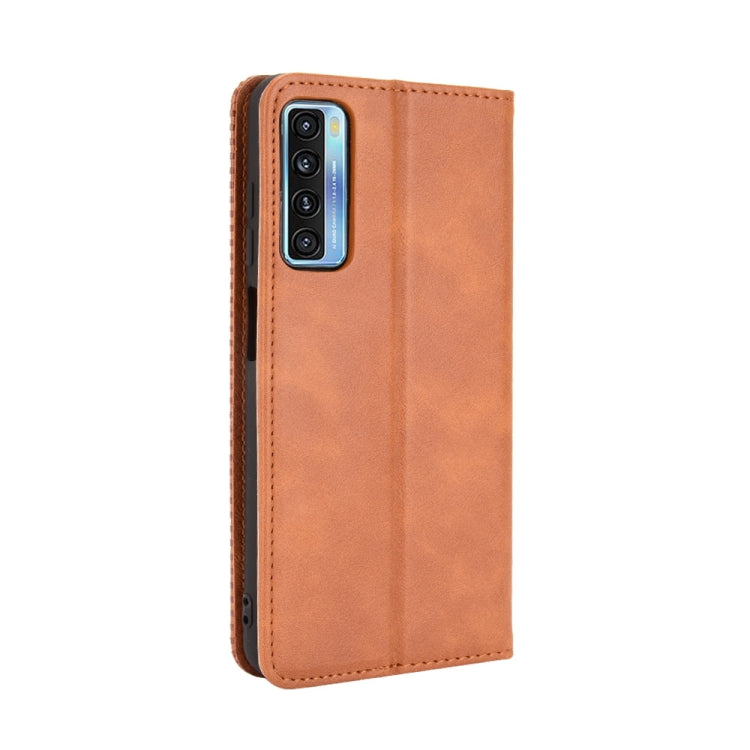 For TCL 20 5G / 20S / 20L / 20L+ Magnetic Buckle Retro Crazy Horse Texture Horizontal Flip Leather Case with Holder & Card Slots & Photo Frame