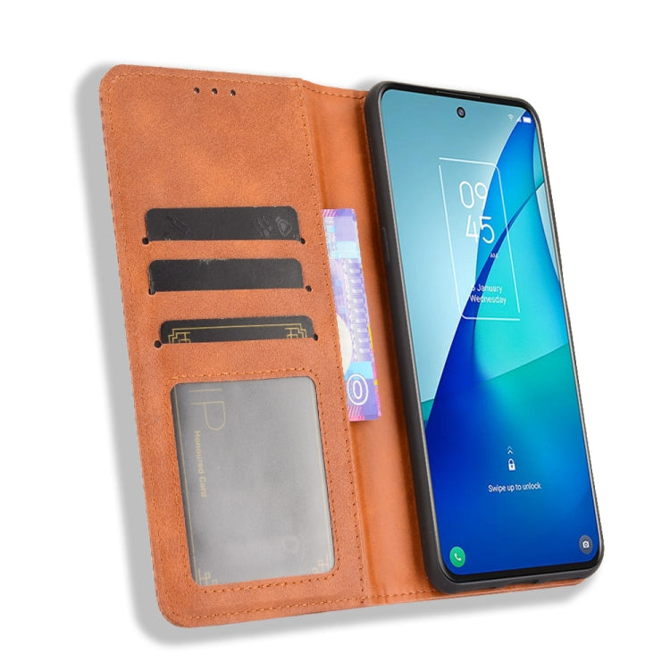 For TCL 20 5G / 20S / 20L / 20L+ Magnetic Buckle Retro Crazy Horse Texture Horizontal Flip Leather Case with Holder & Card Slots & Photo Frame