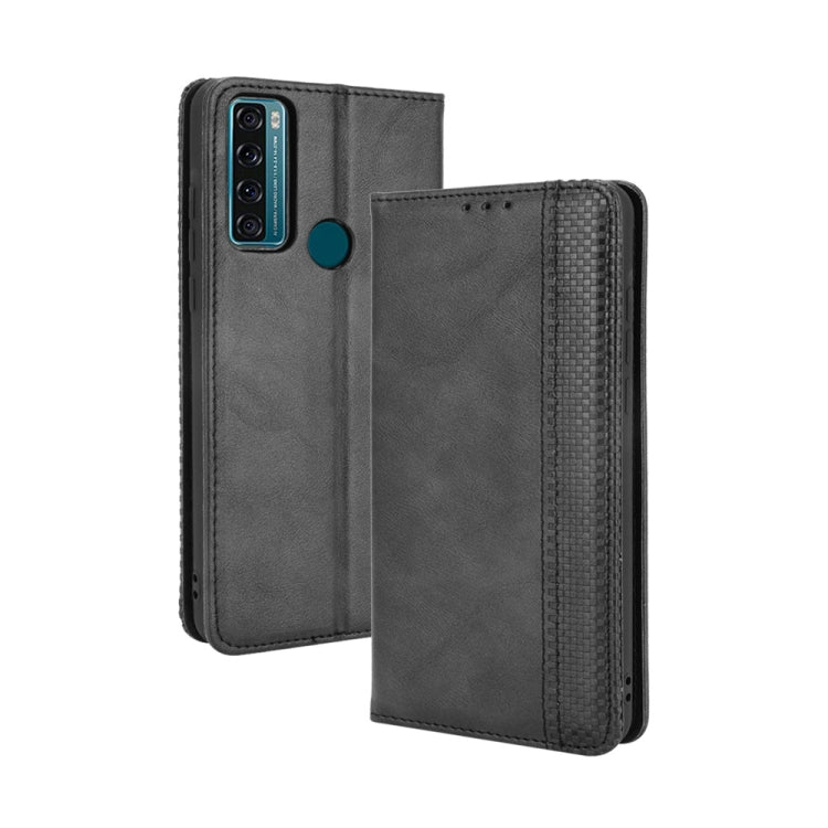 For TCL 20 SE Magnetic Buckle Retro Crazy Horse Texture Horizontal Flip Leather Case with Holder & Card Slots & Photo Frame