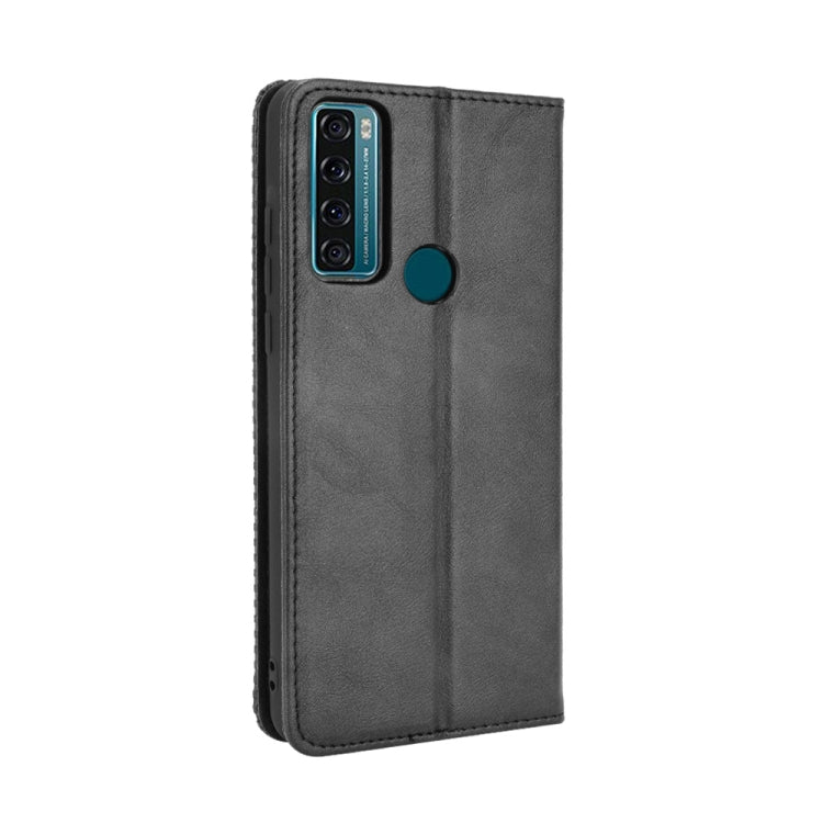 For TCL 20 SE Magnetic Buckle Retro Crazy Horse Texture Horizontal Flip Leather Case with Holder & Card Slots & Photo Frame