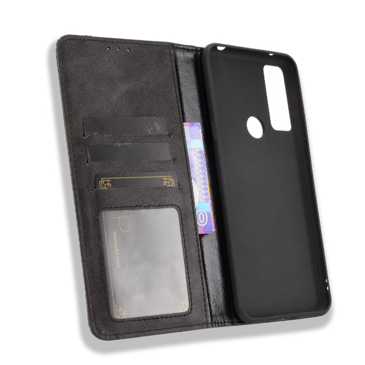 For TCL 20 SE Magnetic Buckle Retro Crazy Horse Texture Horizontal Flip Leather Case with Holder & Card Slots & Photo Frame