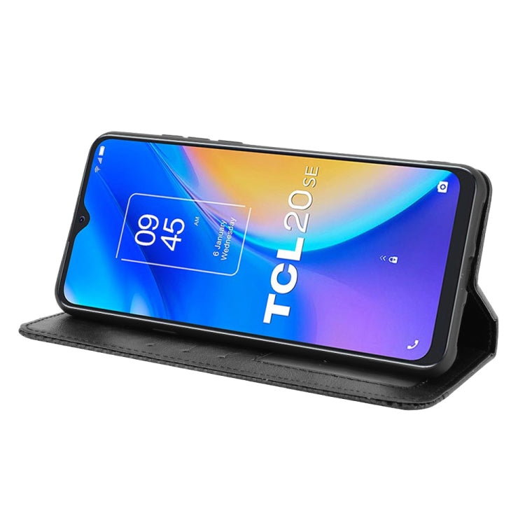 For TCL 20 SE Magnetic Buckle Retro Crazy Horse Texture Horizontal Flip Leather Case with Holder & Card Slots & Photo Frame