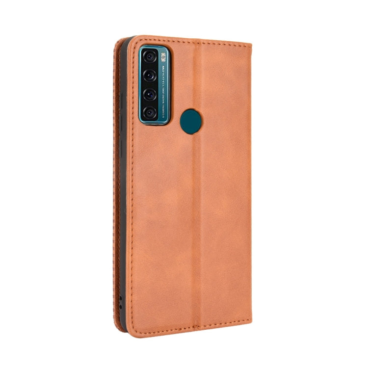 For TCL 20 SE Magnetic Buckle Retro Crazy Horse Texture Horizontal Flip Leather Case with Holder & Card Slots & Photo Frame