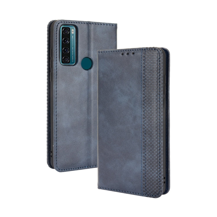 For TCL 20 SE Magnetic Buckle Retro Crazy Horse Texture Horizontal Flip Leather Case with Holder & Card Slots & Photo Frame