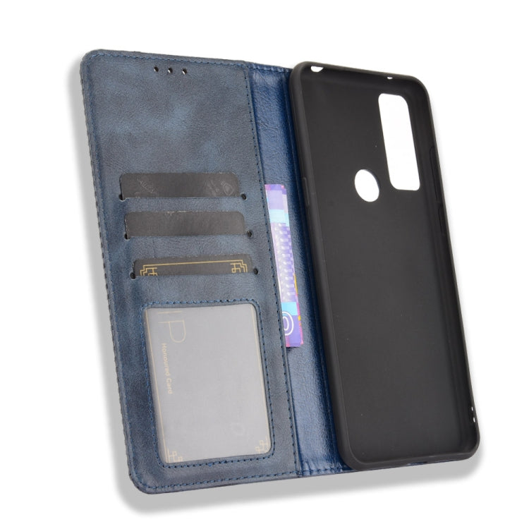 For TCL 20 SE Magnetic Buckle Retro Crazy Horse Texture Horizontal Flip Leather Case with Holder & Card Slots & Photo Frame