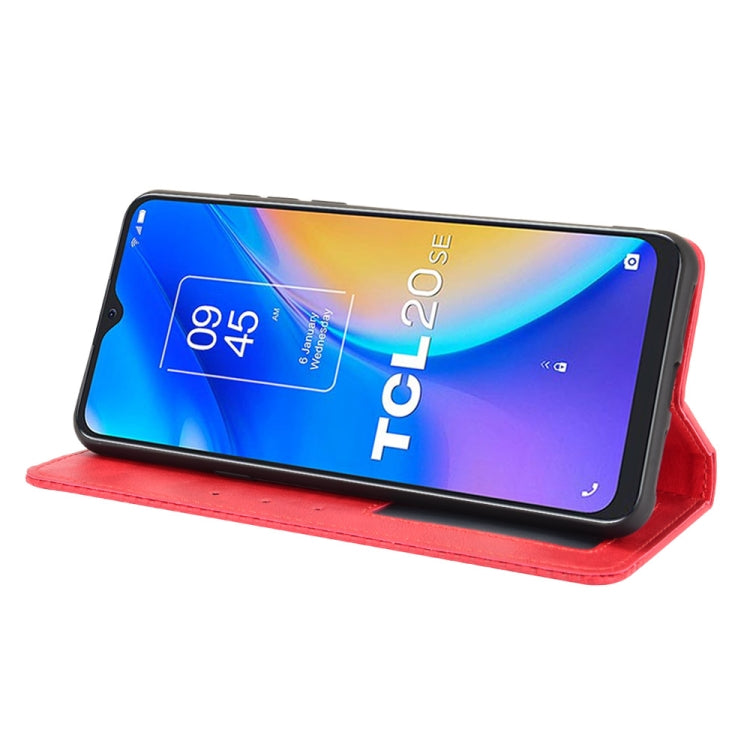 For TCL 20 SE Magnetic Buckle Retro Crazy Horse Texture Horizontal Flip Leather Case with Holder & Card Slots & Photo Frame