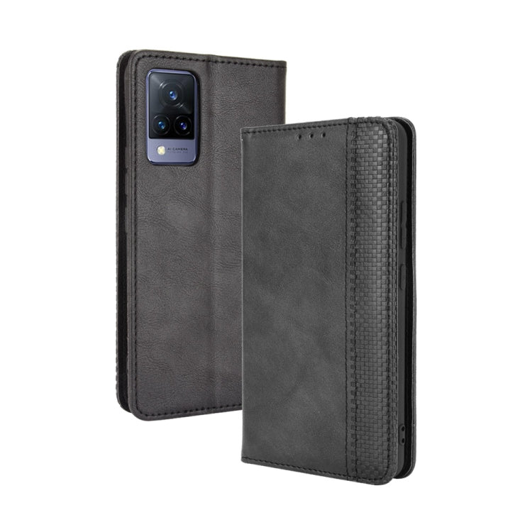 For vivo V21 5G / 4G Magnetic Buckle Retro Crazy Horse Texture Horizontal Flip Leather Case with Holder & Card Slots & Photo Frame