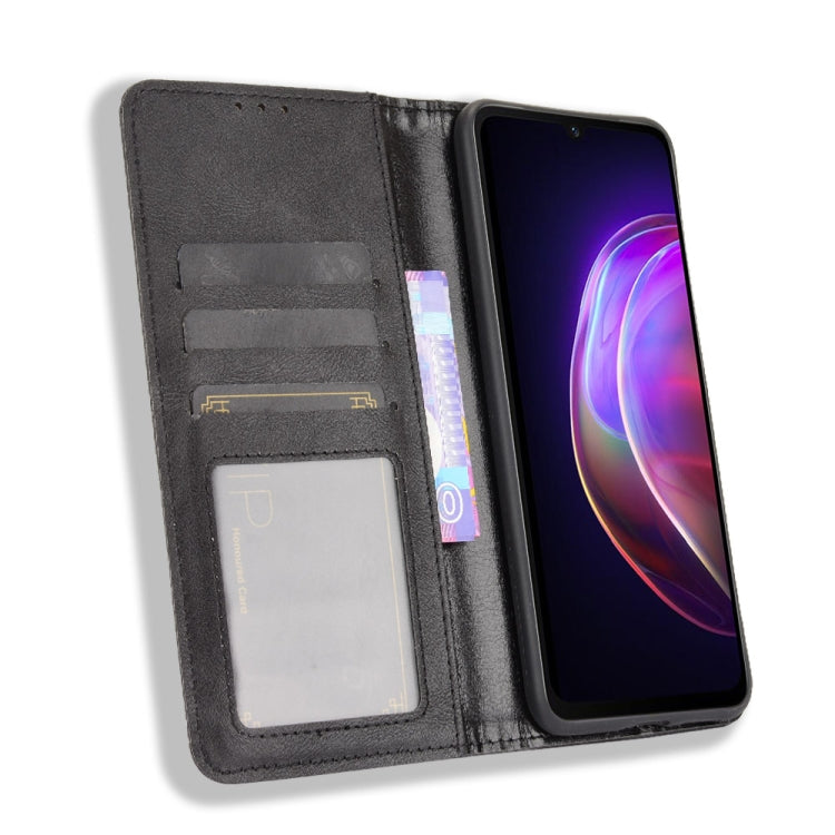 For vivo V21 5G / 4G Magnetic Buckle Retro Crazy Horse Texture Horizontal Flip Leather Case with Holder & Card Slots & Photo Frame