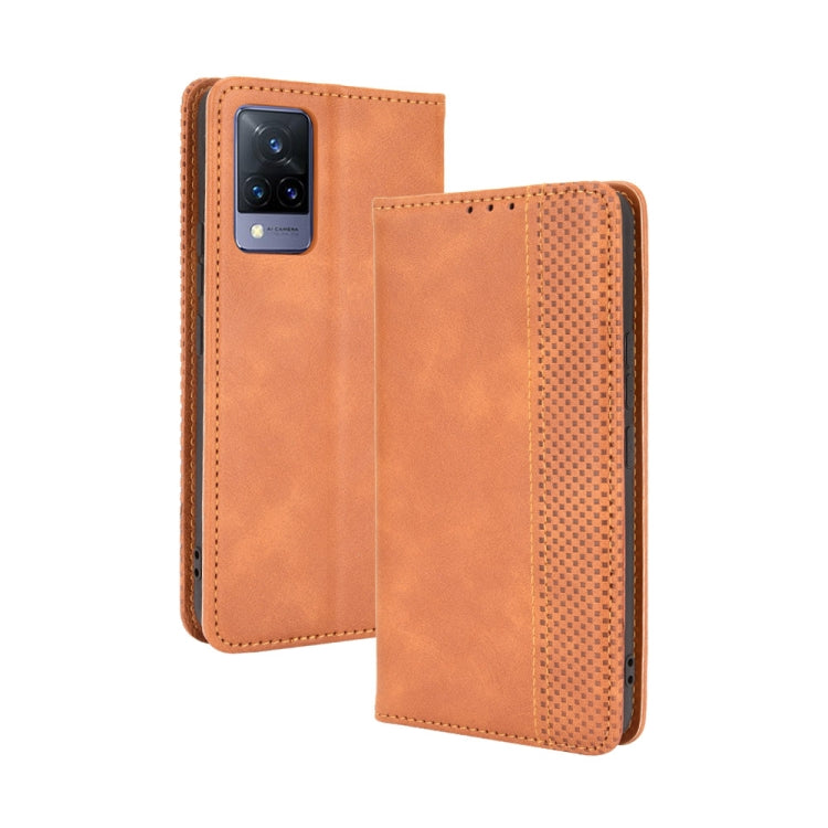 For vivo V21 5G / 4G Magnetic Buckle Retro Crazy Horse Texture Horizontal Flip Leather Case with Holder & Card Slots & Photo Frame