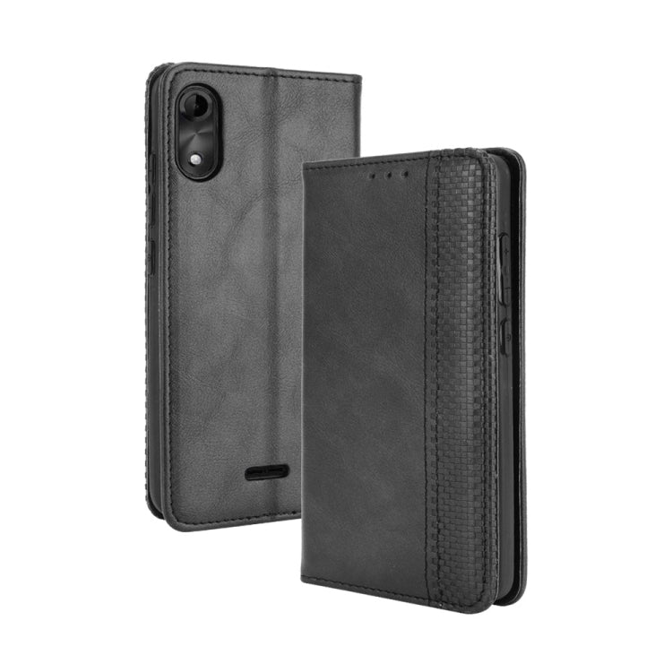 For Wiko Y51 / Sunny 5 Lite Magnetic Buckle Retro Crazy Horse Texture Horizontal Flip Leather Case with Holder & Card Slots & Photo Frame
