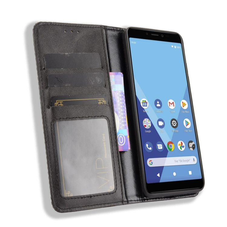 For Wiko Y51 / Sunny 5 Lite Magnetic Buckle Retro Crazy Horse Texture Horizontal Flip Leather Case with Holder & Card Slots & Photo Frame