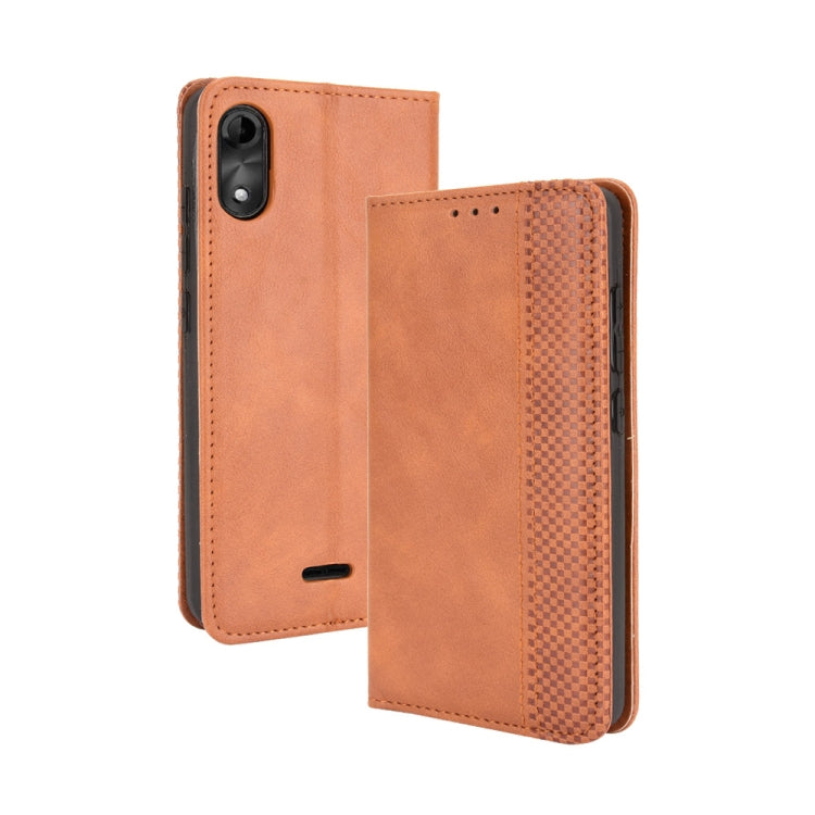 For Wiko Y51 / Sunny 5 Lite Magnetic Buckle Retro Crazy Horse Texture Horizontal Flip Leather Case with Holder & Card Slots & Photo Frame