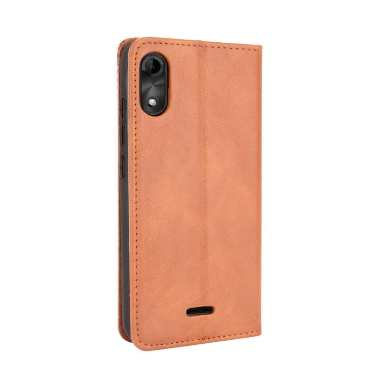 For Wiko Y51 / Sunny 5 Lite Magnetic Buckle Retro Crazy Horse Texture Horizontal Flip Leather Case with Holder & Card Slots & Photo Frame