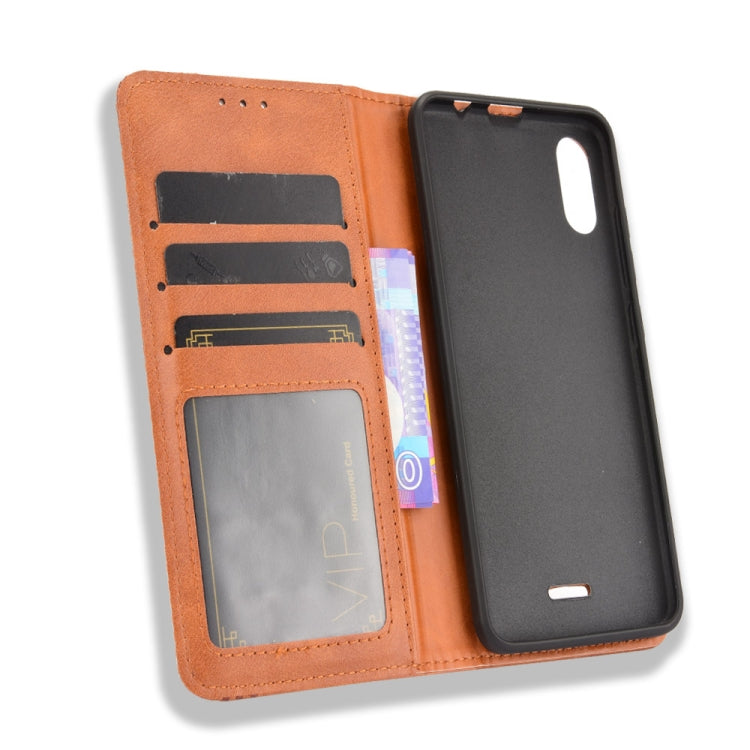 For Wiko Y51 / Sunny 5 Lite Magnetic Buckle Retro Crazy Horse Texture Horizontal Flip Leather Case with Holder & Card Slots & Photo Frame