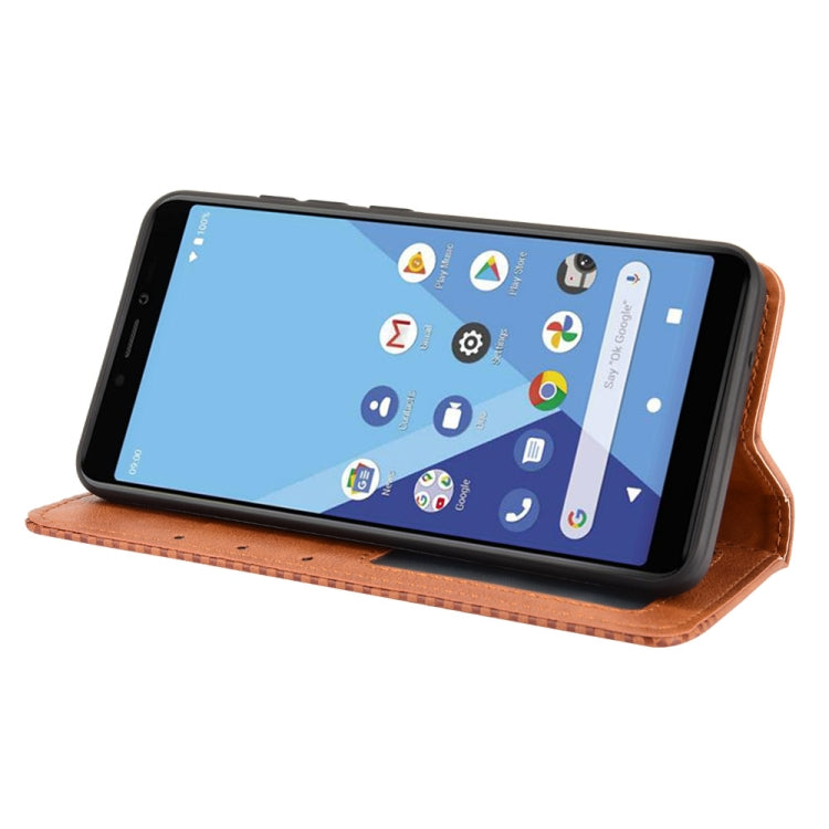For Wiko Y51 / Sunny 5 Lite Magnetic Buckle Retro Crazy Horse Texture Horizontal Flip Leather Case with Holder & Card Slots & Photo Frame