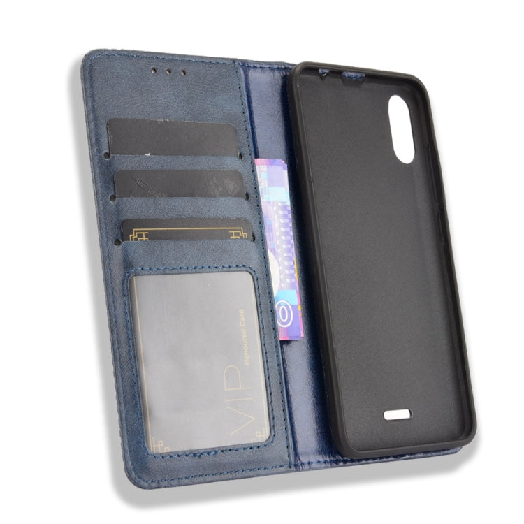 For Wiko Y51 / Sunny 5 Lite Magnetic Buckle Retro Crazy Horse Texture Horizontal Flip Leather Case with Holder & Card Slots & Photo Frame