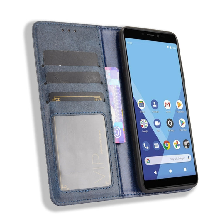 For Wiko Y51 / Sunny 5 Lite Magnetic Buckle Retro Crazy Horse Texture Horizontal Flip Leather Case with Holder & Card Slots & Photo Frame