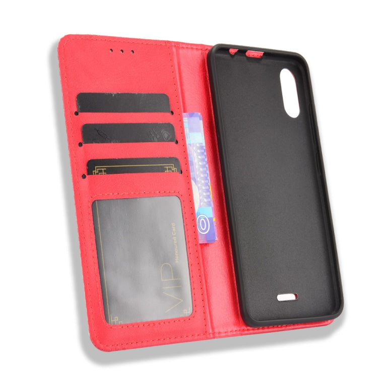 For Wiko Y51 / Sunny 5 Lite Magnetic Buckle Retro Crazy Horse Texture Horizontal Flip Leather Case with Holder & Card Slots & Photo Frame