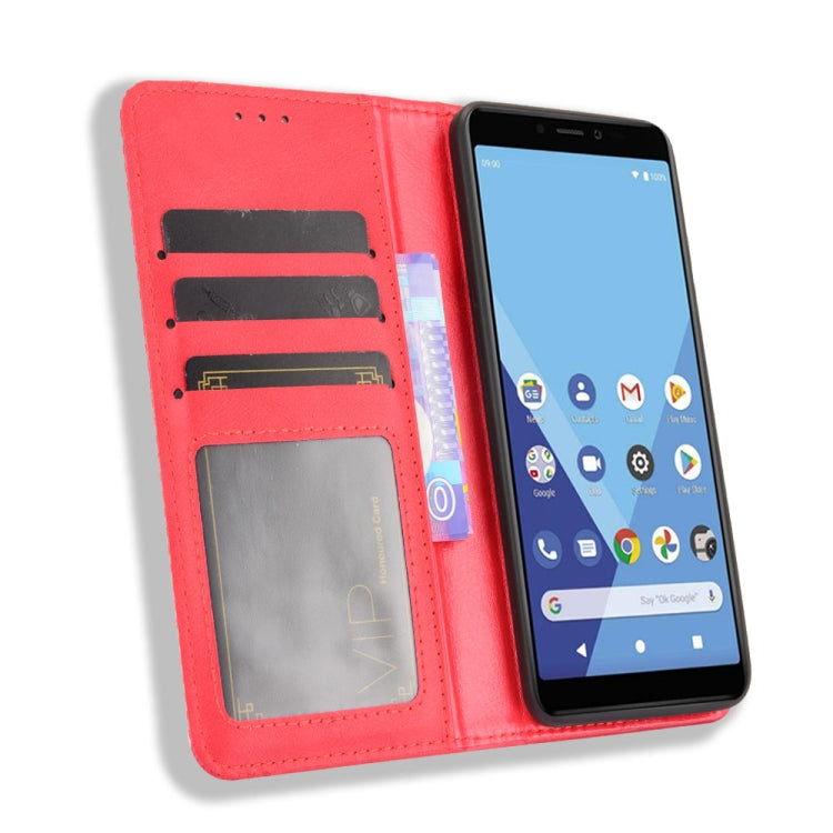 For Wiko Y51 / Sunny 5 Lite Magnetic Buckle Retro Crazy Horse Texture Horizontal Flip Leather Case with Holder & Card Slots & Photo Frame