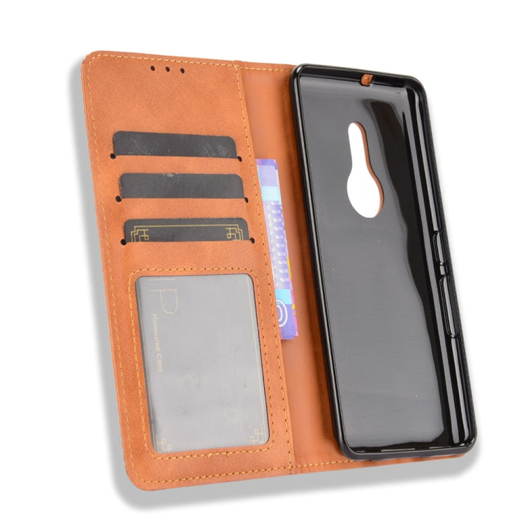 For Fujitsu Be4 Plus F-41B Magnetic Buckle Retro Crazy Horse Texture Horizontal Flip Leather Case with Holder & Card Slots & Photo Frame