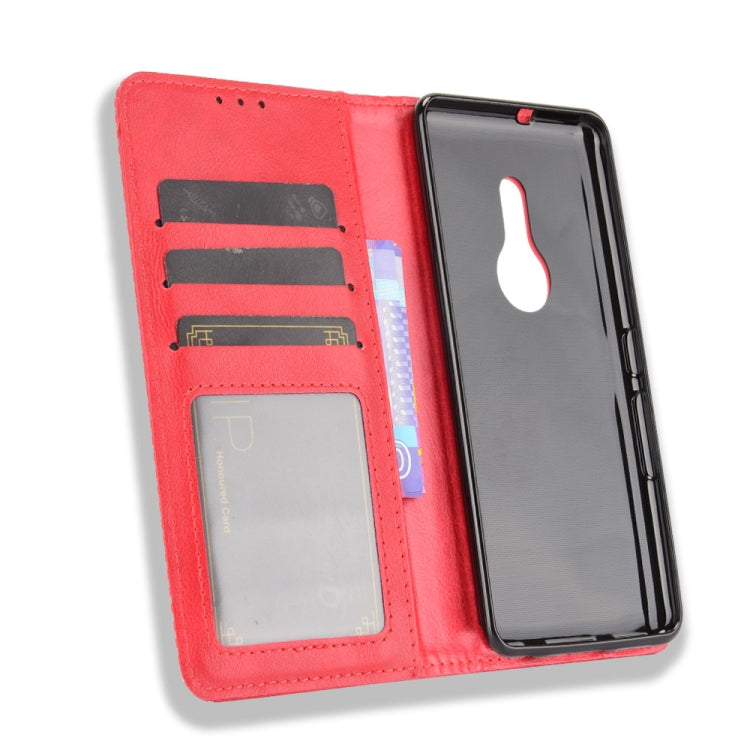 For Fujitsu Be4 Plus F-41B Magnetic Buckle Retro Crazy Horse Texture Horizontal Flip Leather Case with Holder & Card Slots & Photo Frame