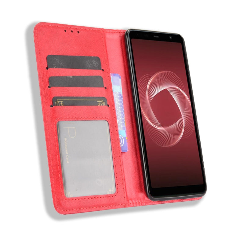 For Fujitsu Be4 Plus F-41B Magnetic Buckle Retro Crazy Horse Texture Horizontal Flip Leather Case with Holder & Card Slots & Photo Frame