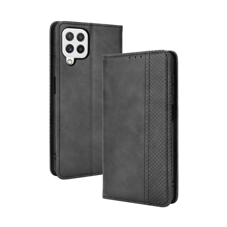 For Samsung Galaxy A22 4G Magnetic Buckle Retro Crazy Horse Texture Horizontal Flip Leather Case with Holder & Card Slots & Photo Frame