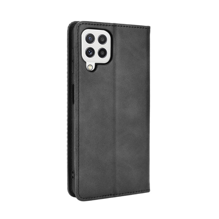 For Samsung Galaxy A22 4G Magnetic Buckle Retro Crazy Horse Texture Horizontal Flip Leather Case with Holder & Card Slots & Photo Frame