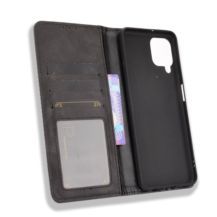 For Samsung Galaxy A22 4G Magnetic Buckle Retro Crazy Horse Texture Horizontal Flip Leather Case with Holder & Card Slots & Photo Frame