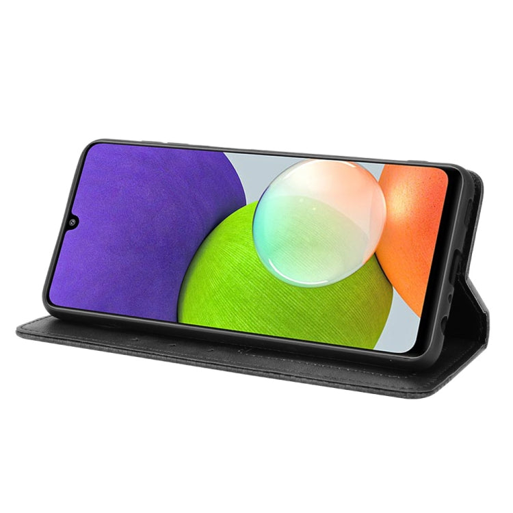 For Samsung Galaxy A22 4G Magnetic Buckle Retro Crazy Horse Texture Horizontal Flip Leather Case with Holder & Card Slots & Photo Frame