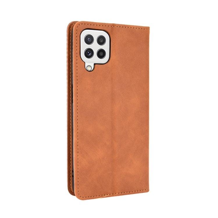 For Samsung Galaxy A22 4G Magnetic Buckle Retro Crazy Horse Texture Horizontal Flip Leather Case with Holder & Card Slots & Photo Frame