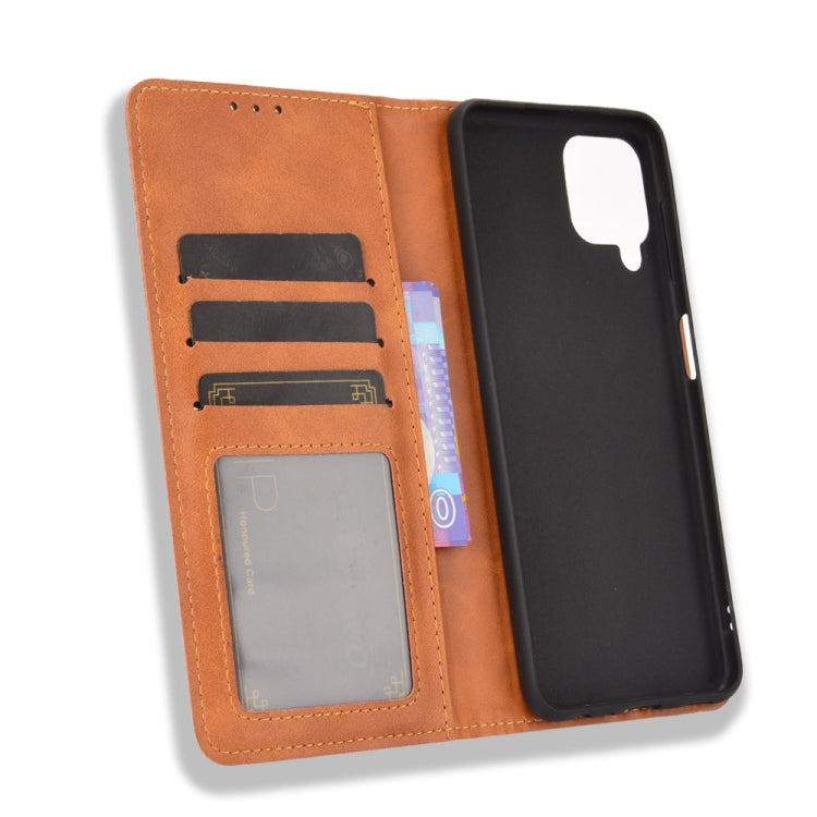 For Samsung Galaxy A22 4G Magnetic Buckle Retro Crazy Horse Texture Horizontal Flip Leather Case with Holder & Card Slots & Photo Frame