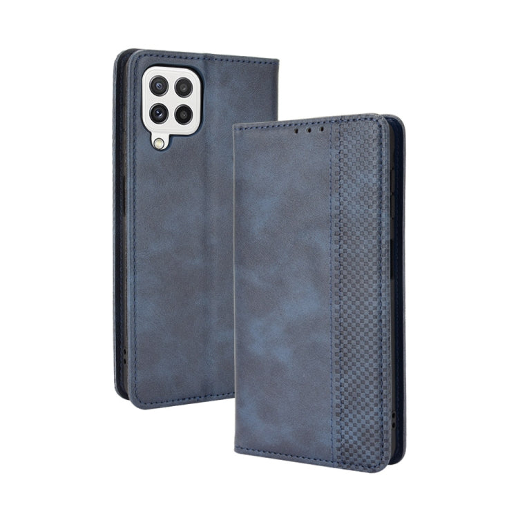 For Samsung Galaxy A22 4G Magnetic Buckle Retro Crazy Horse Texture Horizontal Flip Leather Case with Holder & Card Slots & Photo Frame