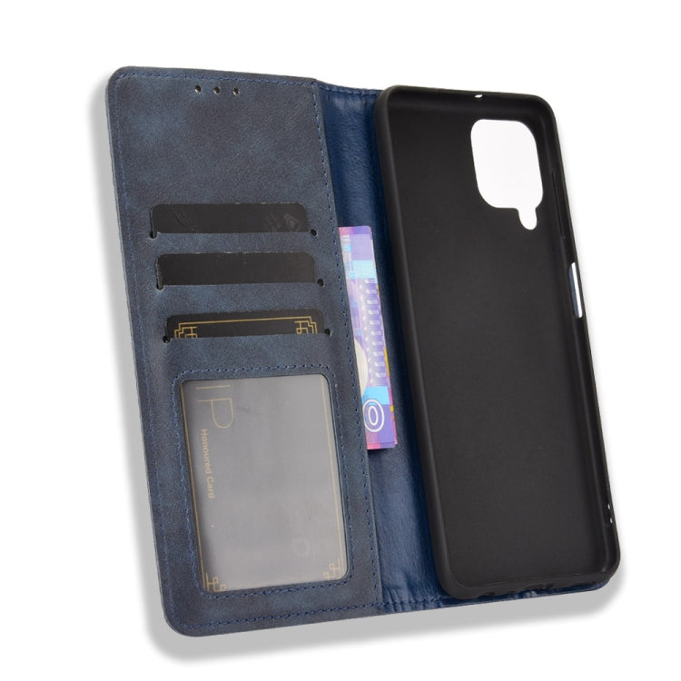 For Samsung Galaxy A22 4G Magnetic Buckle Retro Crazy Horse Texture Horizontal Flip Leather Case with Holder & Card Slots & Photo Frame