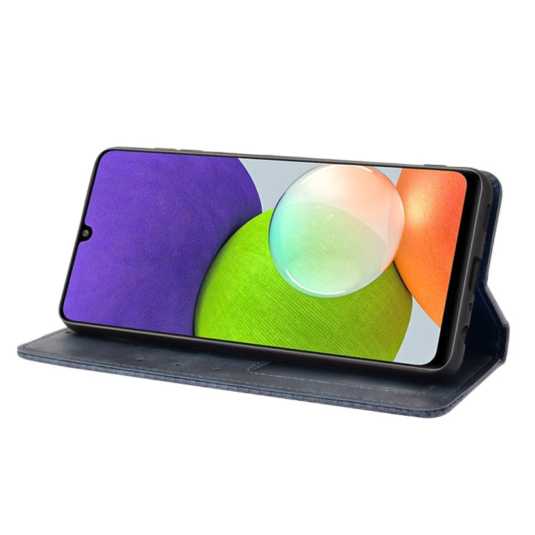 For Samsung Galaxy A22 4G Magnetic Buckle Retro Crazy Horse Texture Horizontal Flip Leather Case with Holder & Card Slots & Photo Frame