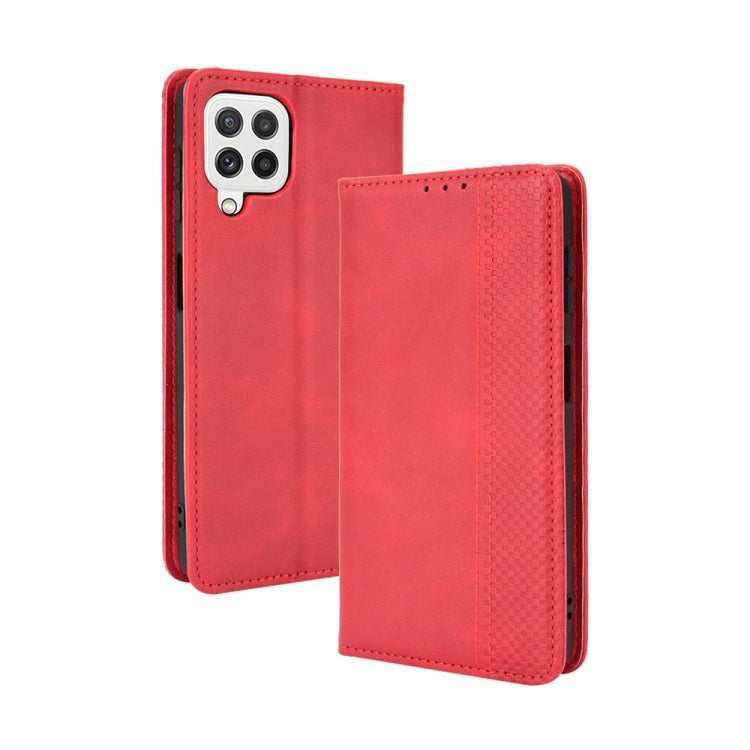 For Samsung Galaxy A22 4G Magnetic Buckle Retro Crazy Horse Texture Horizontal Flip Leather Case with Holder & Card Slots & Photo Frame